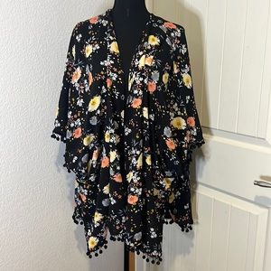 Gorgeous Floral Pom Pom kimono